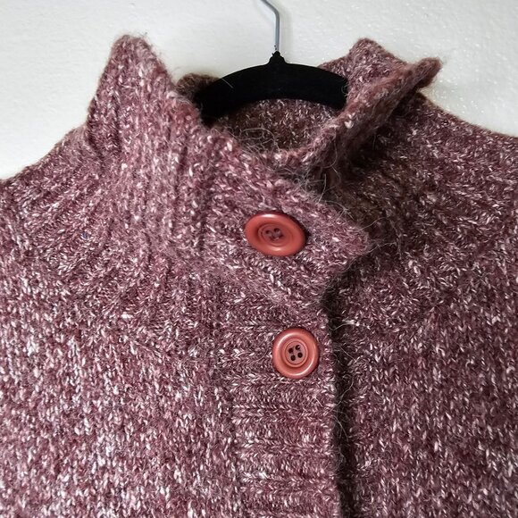 Caslon Size 3x Burgundy Alpaca Blend Knit Cardigan Button Up Sweater - Picture 3 of 7